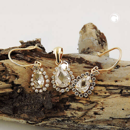 Set, Ohrhaken/Anhänger, 9Kt GOLD