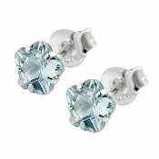 Stecker, Zirkonia aqua, Silber 925